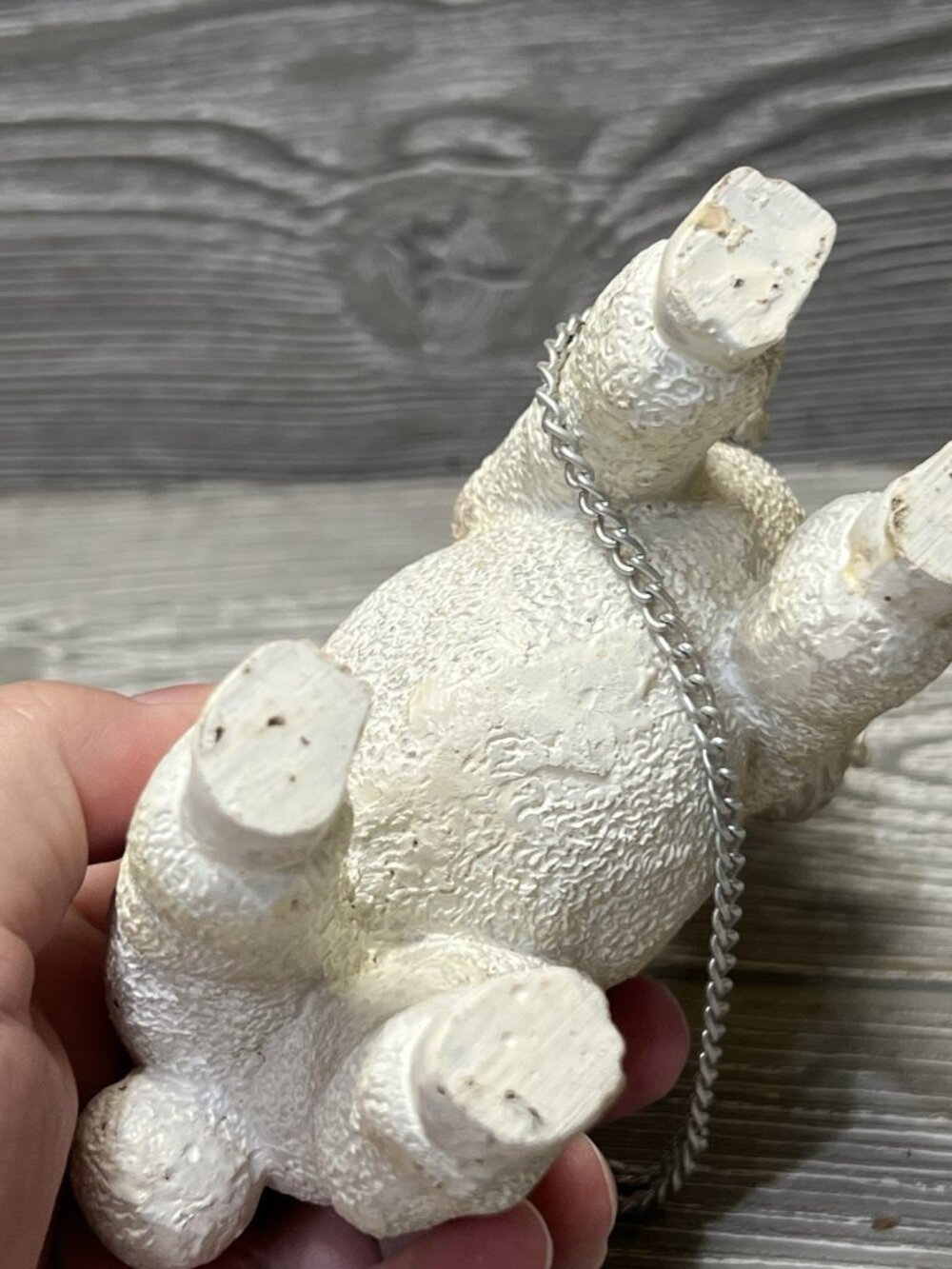 Vintage Retro Textured Poodle Dog Figurine Statue with Chain Pink Bows 5” X 5” - Picture 5 of 6